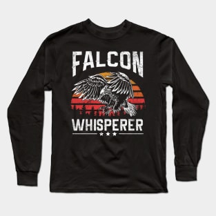 Retro Vintage Style Falcon Whisperer Falconry Hunting Gift for Hunter Long Sleeve T-Shirt